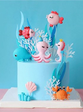 Baking Cake Decor Soft Clay Ocean  Seahorse Crab Whale Desse