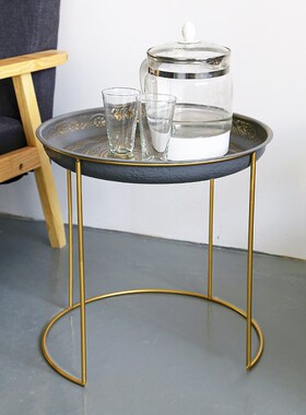 Detachable coffee table simple wrought iron round mini coffe