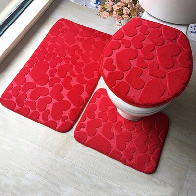 3Pcs/set Bathroom Mat Set Flannel Anti-Slip Kitchen Bath Mat
