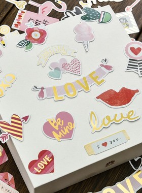 KSCRAFT 70pcs My Sweet Love Foil Gold Paper Die Cut Sticker