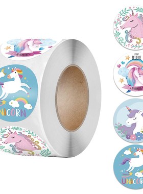 1inch Kawaii Children Stickers Cute Anime Unicorn Mermaid An