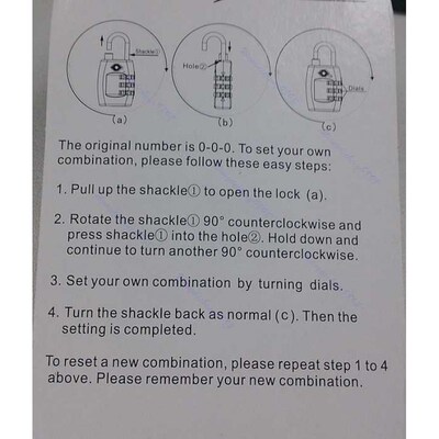 Code Lock TSA Resettable 3 Digit Combination Safe Travel Lug