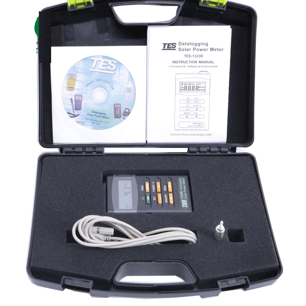 TES-1333r Datalogging Solar Power Meter RS-232 Interface