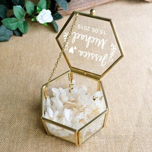 Peraonalized Wedding Gift Glass Wedding Ring Box Geometric R