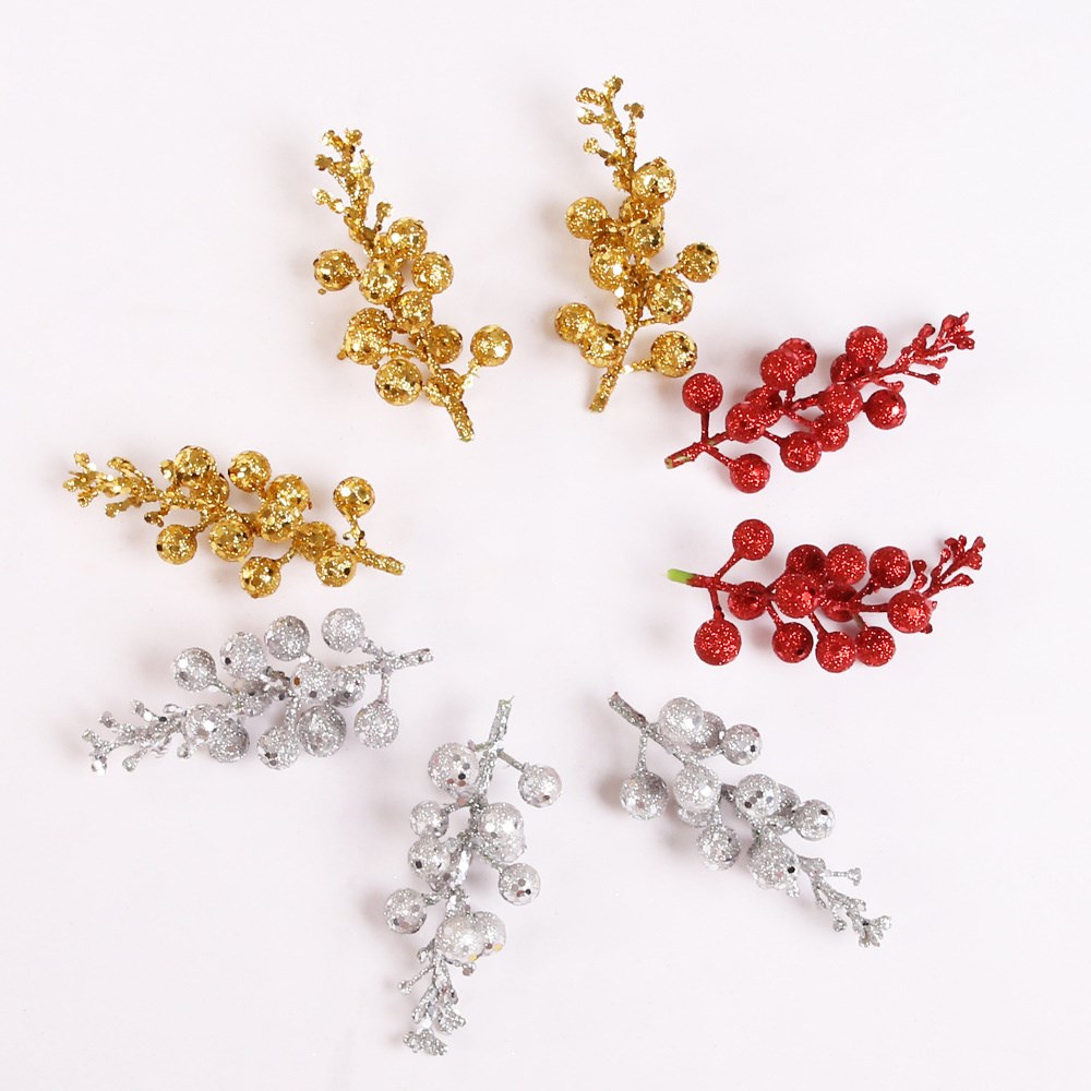 Artificial Plastic Pine Glitter Christmas Tree Ball Xmas Flo