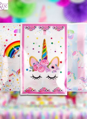 FENGRISE Cute Unicorn Birthday Plastic Party Wedding Gift Ba