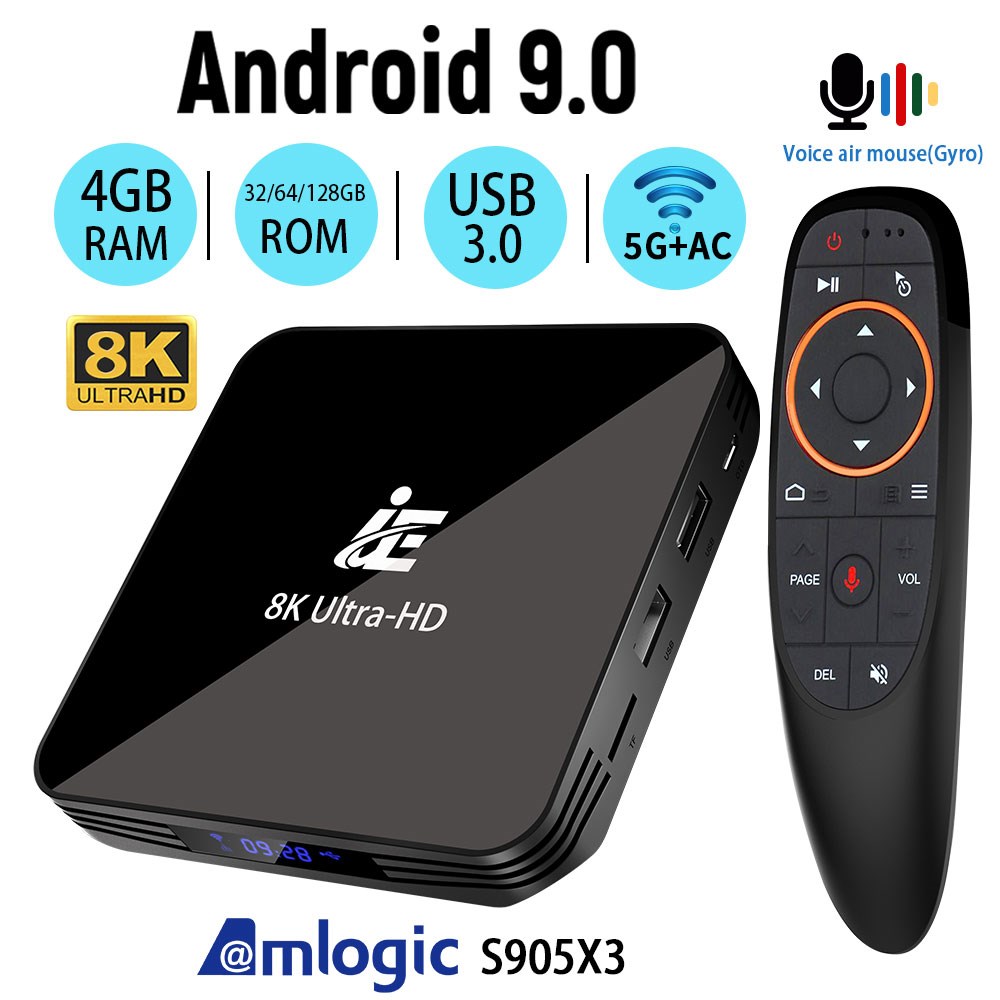 S905X3 Android 9.0 V BOX 8K Wifi 2.4G5.8G Youtube 4GB 64GB B