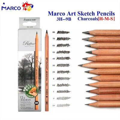 Marco Raffine Sketch Drawing Pencils Set 9B 8B 7B 6B 5B 4B