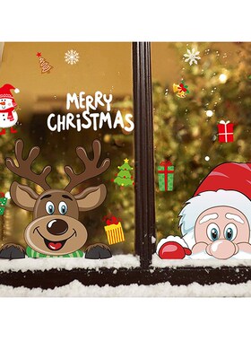 Christmas Wall Stickers Double Side Static Sticker Santa Cla