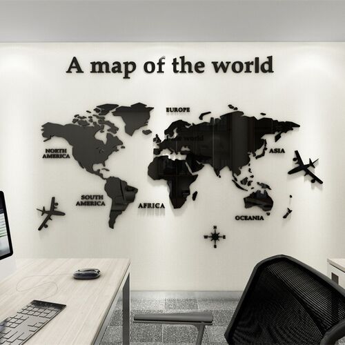 Home decor diy Europe world map　wall stickers  3D acrylic o