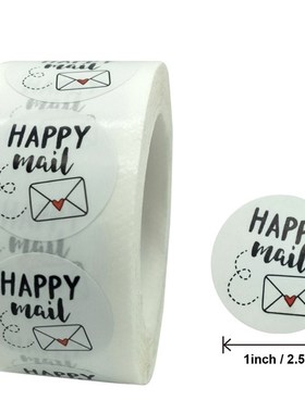 50-500pcs Happy Mail Stickers Scrapbooking1 Inch Round Kraft