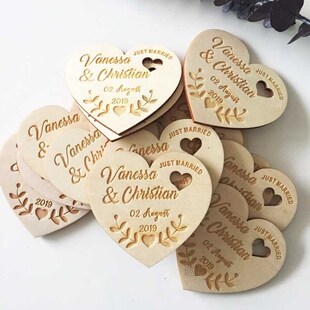 Personalized Wedding Laser Heart Save the Date Magnets,Custo