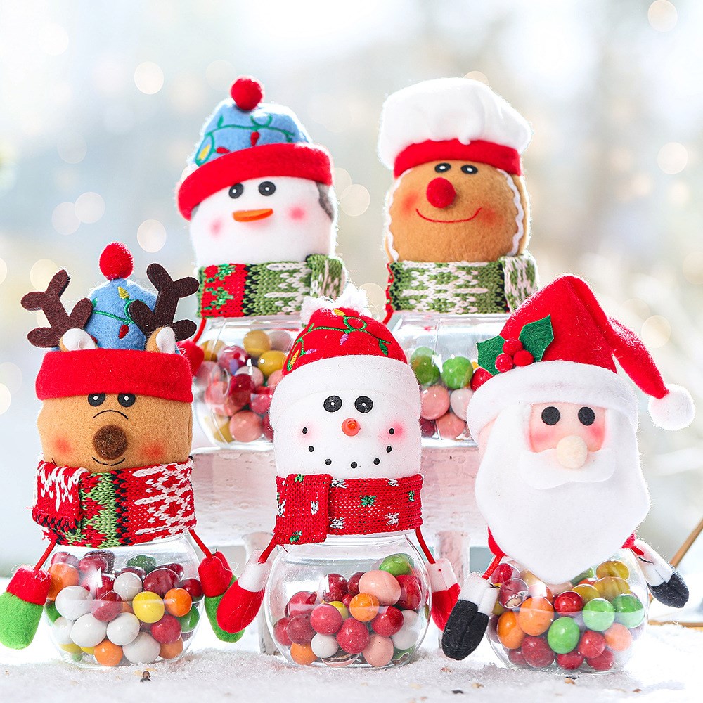 cartoon santa claus snowman elk doll candy box noel natall g