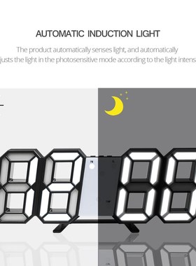 3D USB Wall lamp LED Digital Clock light Electronic Desk Tab