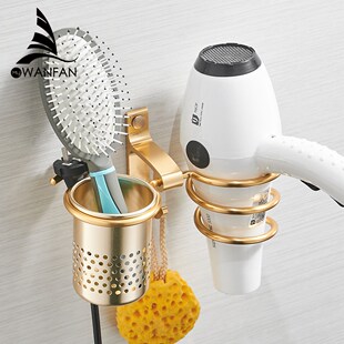 Hair Dryer Holder With Cup Households Rack Hair Blow Dryer