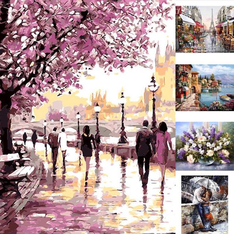 New DIY Digital Oil Painting Kit Paint by Numbers on Canvas