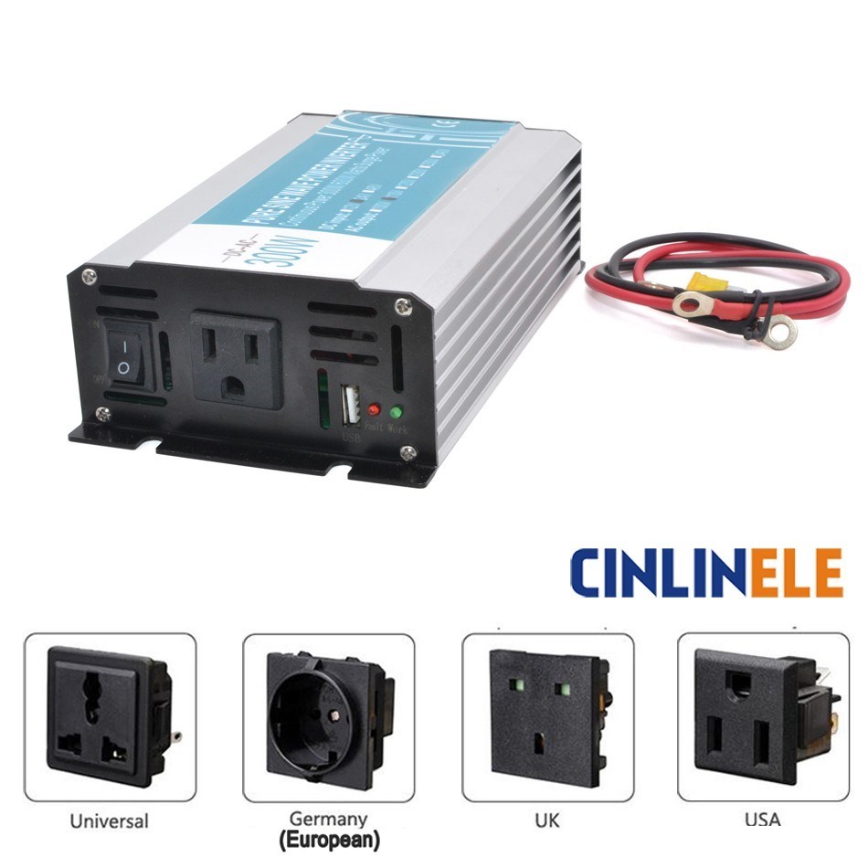 S Socket Pure Sine Wave Inverter 300W CLP300A DC 12V 24V 48V