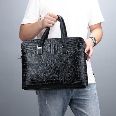 2020 New Double Layer Zipper Men Handbag Man Leather Handba