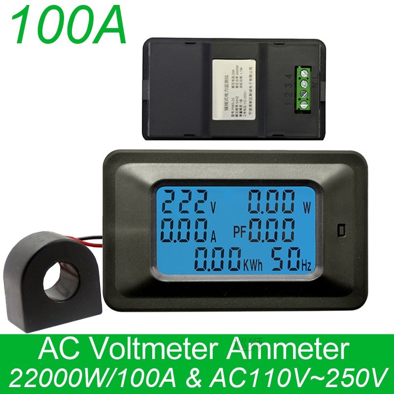 AC 20A/100A Digital Voltage Meters indicator Power Energy Vo