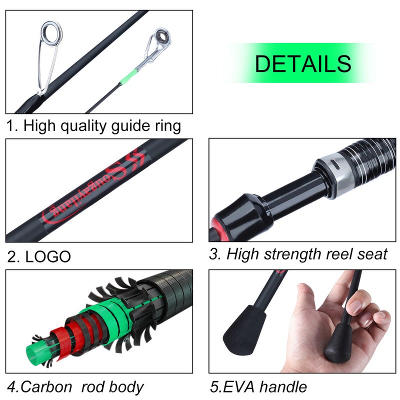 1.8m Trout Rod 3 Sections Carbon Fiber Casting/Spinning Rod
