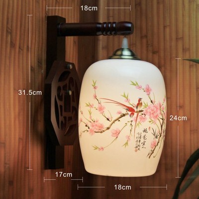 LED Vintage Arm Wall Lamp E27 Jingdezhen Porcelain Lampshade