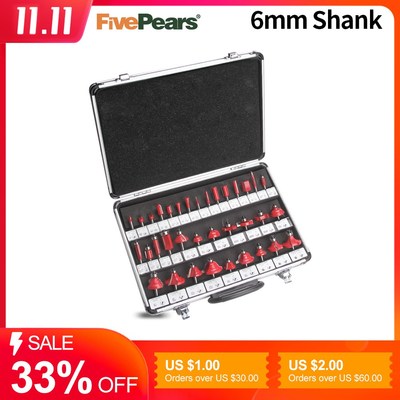 Milling Cutter for Wood 6mm Shank 35 Set Hss Carbide Cutters