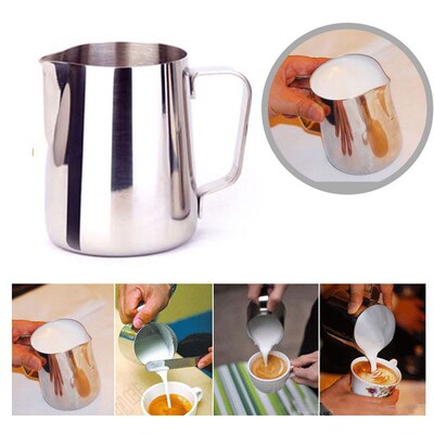 Stainless Steel Frothing Coffee Pitcher Pull Flower Cup Capp