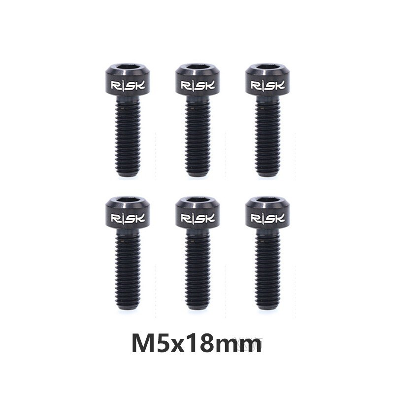 RISK 6PCS M5x18mm/ M5x20mm Titanium Stem Screws Bolt with Wa