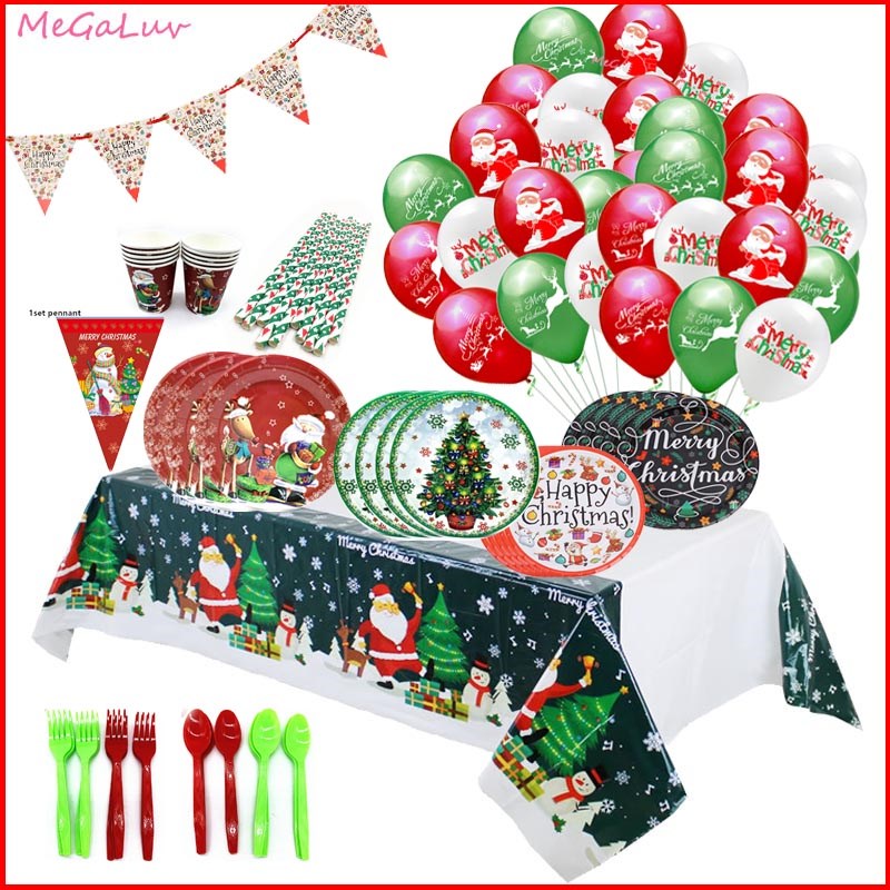 happy christmas tableware santa claus elk xmas tree merry ch