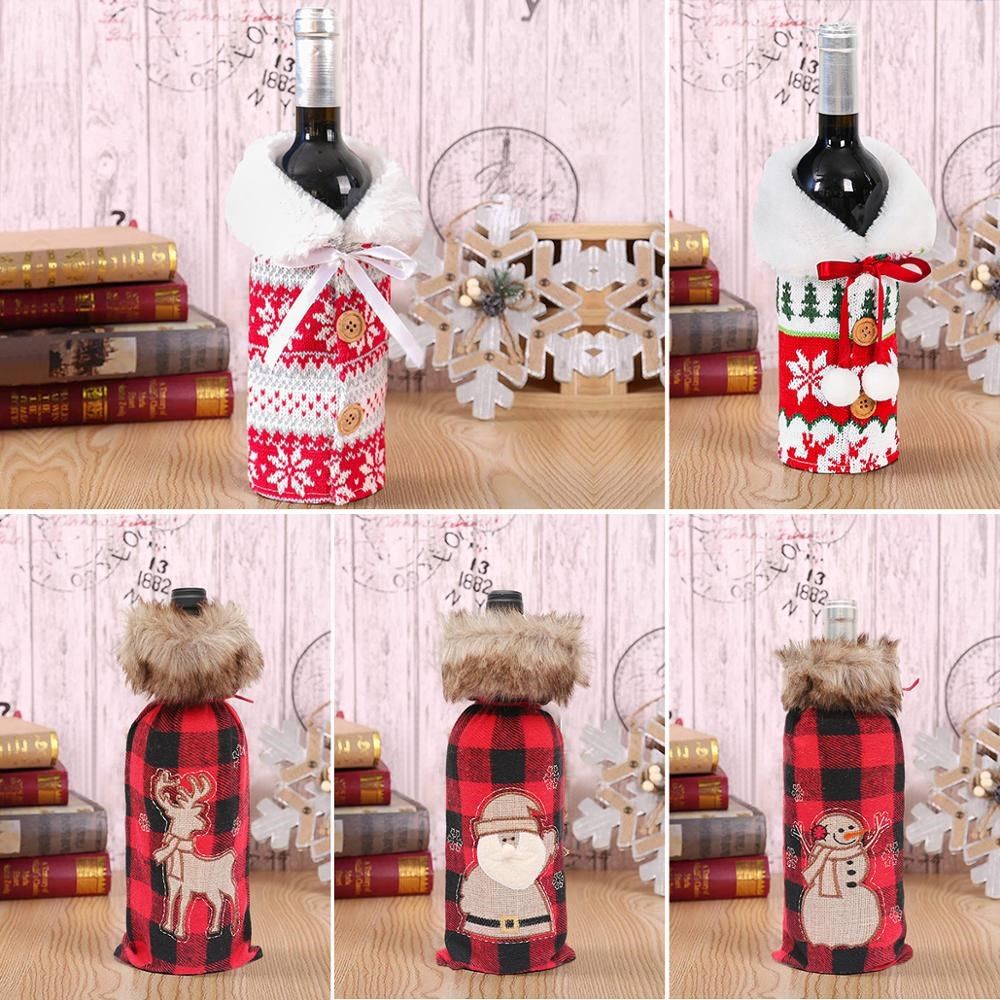 christmas wine bottle cover santa claus christmas decoration