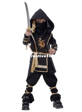 Children Super handsome Boy Kids black ninja warrior costume