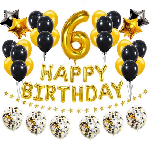 37pcs Gold Black Number 16 18 21 25 30 40 50 60 Years Old Ba