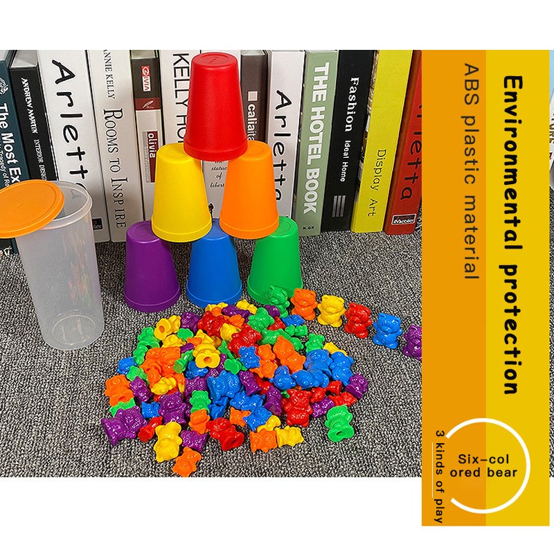 Montessori Toy 1 Set Rainbow 6 Colors Counting Bears Baby E