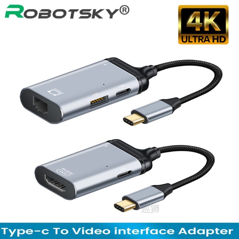 New 4K USB C to rj45/VGA/DP/HDMI-compatible/Mini DP Cable Ty