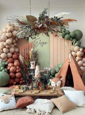 127PCS Wild One Green Balloon Chain Kids Safari Woodland For