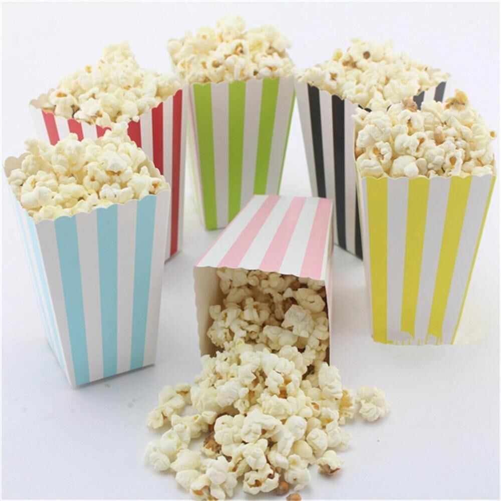 12pcs Colorful Dot Wave Striped Paper Popcorn Boxes Pop Corn
