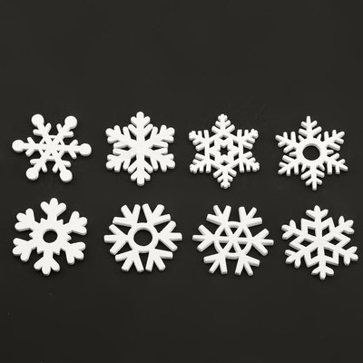 50PCS 35mm Mix Shape Wooden White Snowflakes Christmas Ornam