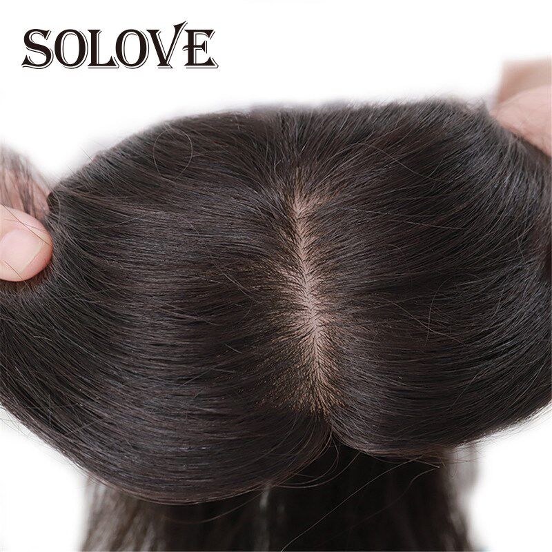 Straight Silk Base Hair Topper Human Hair Toupee for Wo Pure