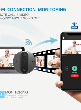 smart WiFi door bell With 720P110°Camera video peephole for