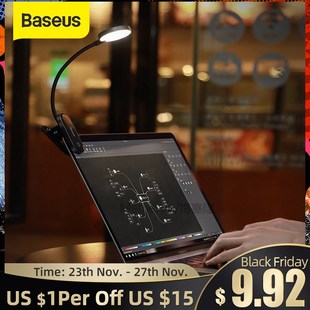 Baseus Mini Clip Lamp USB LED Light Flexible Reading Desk Co