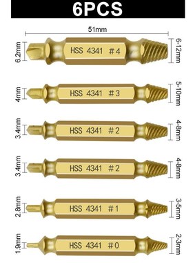 6pcs Damaged Screw Extractor Speed Out Drill Bits Removal Br