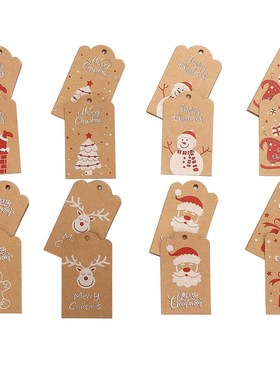 50-100pcs Kraft Paper Tags Santa Claus Snowman Merry Christm