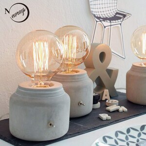 Modern/mini funny grey concrete cement bedside table lamp fo