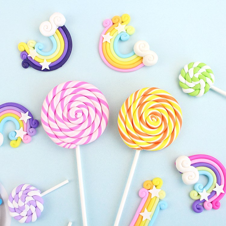 Artificial Soft Clay Lollipop Cake Topper Creative Sweet Cup