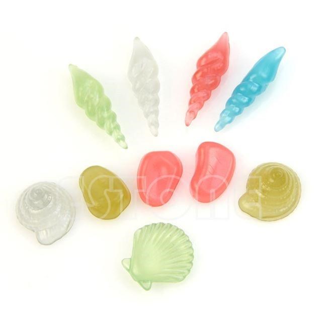 10PCS Glow in the Dark Luminous Stone Conch Sea Shells Aquar