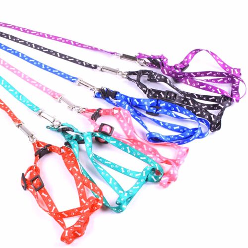 Nylon Dog Pet Puppy Cat Adjustable Harness with Lead Leash