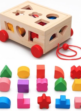 Kids Shape Sorter Toy Wooden Pull Along Car Shape Sorter Ma