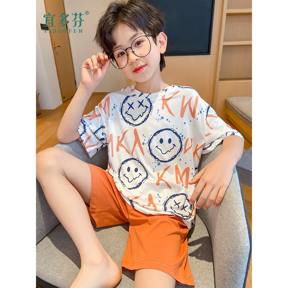 男大童睡衣夏款空调服2026新款儿童夏天薄款男孩宝宝夏季短袖夏装