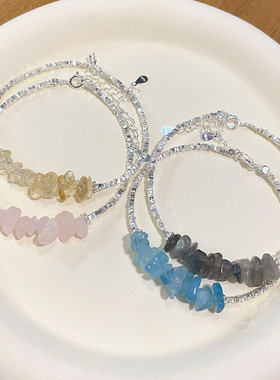 日本portney bells925银水晶碎银子手链女ins小清新甜美简约气质