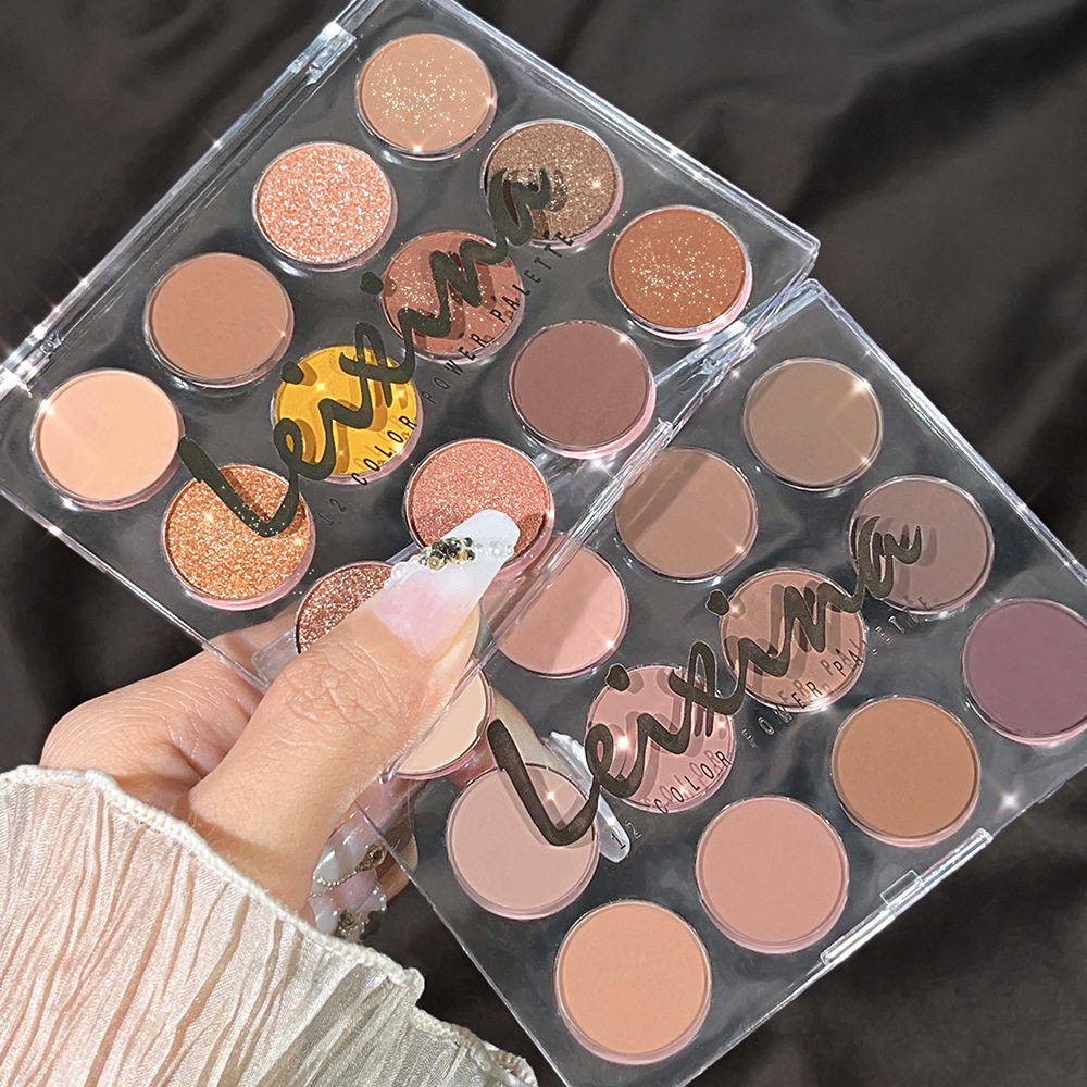 新款推荐魔法色彩透明12色眼影盘珠光哑光大地色低饱和高颜值学生